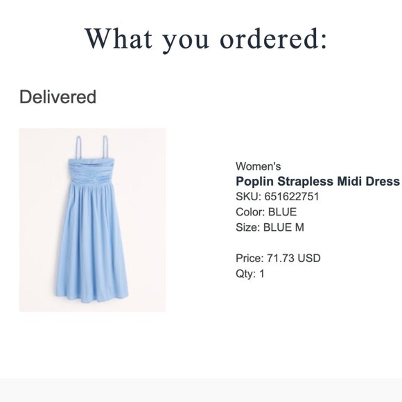 Abercrombie Blue Poplin Midi Dress, Size M - Picture 4 of 4
